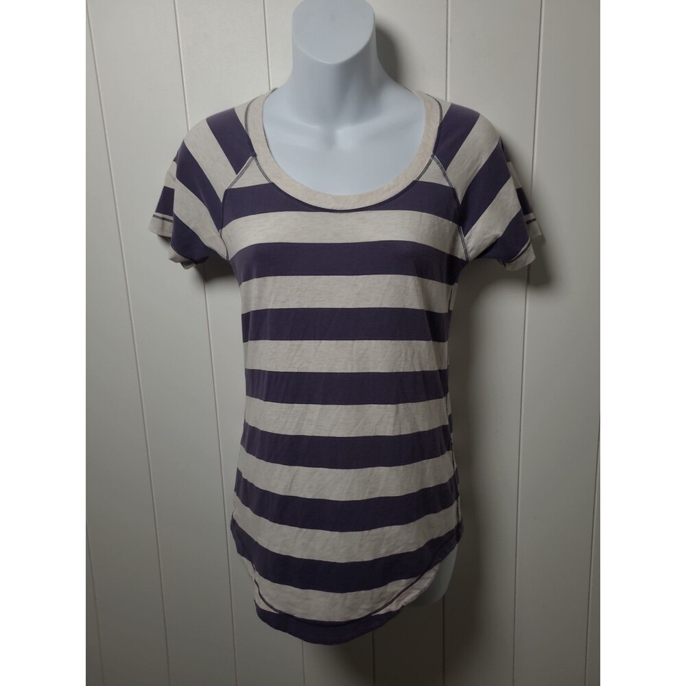 Lululemon Dhyana Short Sleeve Tee Shirt Stripe Short Sleeve Small